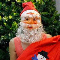 Wholesale Santa Claus Mask Christmas with hat beanies cap Masquerade Party Mask Funny Cosplay Full Face mustache Masks Xmas Toy Decoration LJJA3405