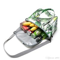 Wholesale Oxford Green Leaf Lemon Keeping Cooler Portable Water Proof Keep Warm Package Insulated Zipper Bag Thermal Insulation Outdoors snb1