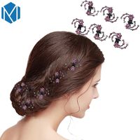 Wholesale 6pcs Wedding Bridal Crystal Hairpins Women Flower Hair Claws Mini Barrettes Rhinestone Hair Clips Clamp Girls Hair Accessories