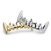 Wholesale Gold plated Water Drop Canine Lower Teeth Bracket Personality Clown Hip hop Decorative Golden Dental Bracket New Hot Selling