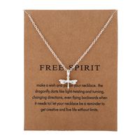 Wholesale new arrival free spirit dragonfly pendant Necklace With Message Card Minimalist Chain Choker Necklaces Gift Card Jewelry
