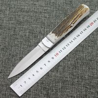 Wholesale Antler handle D2 blade outdoor folding knife with self defense wilderness survival high hardness sharp small army knife wild folding knife