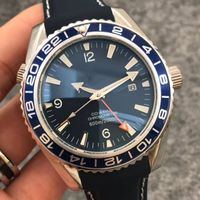 Wholesale Excellent Top Quality Sea Cool Watch Master Automatic Mechanical Blue Dial Sapphire Genuine Leather Watchband Strap Mens Watch