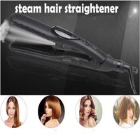 Wholesale Professional Electric Flat Steam Hair Straightener Iron Ceramic Nano Steamer Care Hairstyling Straighter Crimple Wand Salon Comb