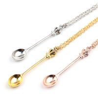 Wholesale Classic Crown Mini Tea Spoon Charm Necklace DIY Teapot Royal Alice Statement Necklace for Women Men Alloy Necklace Jewelry