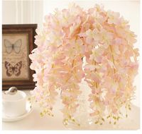 Wholesale 30PCS Artificial Hydrangea Wisteria Flower For DIY Wedding Arch Background Square Rattan Wall Hanging Basket Can Be Extension