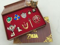 Wholesale The Legend of Zelda Triforce Hylian Shield Master Sword Keychain necklace ornament Set Collection