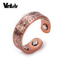 Wholesale Magnetic Pure Copper Rings for Men Women Vintage Health Energy Cuff Adjustable Wedding Bands Ring Arthritis Pain Relief
