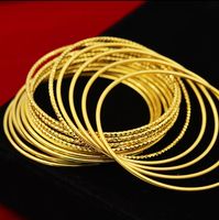 Wholesale 2019 sand gold smooth bracelet jewelry gold plated imitation gold ladies bracelet jewelry super thin line bracelet Thailand k gold lon
