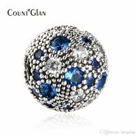 Wholesale Fit Pandora Bracelet Summer New Blue Cosmic Stars Fixed Clip Charm Beads For Jewelry Making Sterling Silver Decorative Stopper Bead