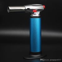 Wholesale DHL FREE Flamethrower Gas Torch Butane Burner Auto Ignition Camping Welding BBQ Outdoor Blow Torch Best Culinary Torch blue silver purple