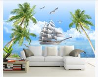 Wholesale 3D Custom wall papers home decor photo wallpaper High definition smooth sailing living room TV background mural wallpaper for walls d
