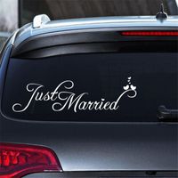 Wholesale 300pcs Just Married Car Decals Window Stickers Window Cling x White Perfect for Wedding Honeymoon