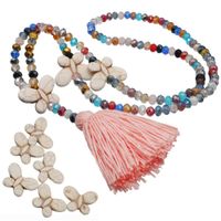 Wholesale Cross overseas knitwear trader turquoise bow crystal necklace color thread tassel handmade beaded