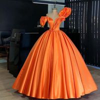 Wholesale Orange Quinceanera Dresses Ball Gown Pleated Ruffle Off the Shoulder Junior Prom Evening Gowns Plus Size Maternity Dress