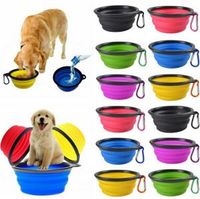 Wholesale Collapsible Pet Feeding Bowl Travel Dog Cat Foldable Pop Up Compact Travel Silicone Dish Feeder Food Container Food Container OOA6206