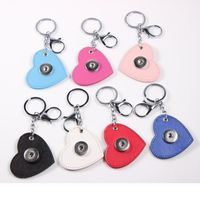 Wholesale 7pcs Colors Pu Leather Snap Button Keychains Heart Car Key Rings Key Chains For Women Men Fashion Accessories