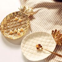 Wholesale Creative Gold Pineapple Ceramic Storage Tray Golden Pineapple Jewelry Pallet Food Pallet Dry Fruit Plate Home Decoration Plate