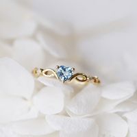 Wholesale Women Dainty k Gold Seablue Eternal Heart Shaped Sapphire Diamond Gemstone Ring