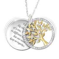 Wholesale Hot Tree of Life Crystal Round Pendant Necklace Gold Silver Letters Women Necklace Family Jewelry Gifts