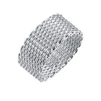 Wholesale Stylish Band Rings Silver Plated Round Braided Pattern S925 Silver Flat Ring Trendy Generous Designed Jewelry Female Party Gifts POTALA040