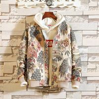 Wholesale 2018 Mens Jackets Man Vintage Floral Embroidery Basic Cotton Coat Male Korean Style Autumn Streetwear Winterbreaker