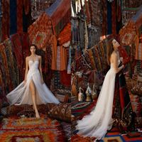 Wholesale 2020 Sexy Wedding Dresses Applique Rhinestone Thigh High Slits Wedding Gowns Tulle Sweep Train Strapless Gridal Gowns Vestidos De Novia