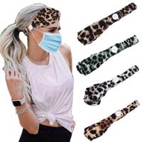 Wholesale Sport Headband Yoga Headbands with Button Elastic Leopard Printed Headbands Headwrap Working Out Gym Hair Bands for Sports Exercise YP768