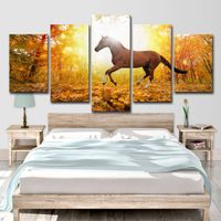 Wholesale 5Pcs Horses Running Poster Wall Art HD Print Canvas Painting Fashion Hanging Pictures
