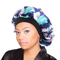 Wholesale Women Satin Night Beauty Salon Sleep Cap Cover Hair Bonnet Hat Silk Head Wide Elastic Band For Curly Springy Hair Chemo Cap