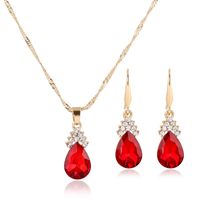 Wholesale Necklace Earrings Set Jewelry for Women Water Drop Crystal Diamond Gold Chain Necklace Set for Girls Lady Fashion Wedding Jewellery Gifts