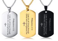 Wholesale choose silver gold black Popular mens Fave Stainless Steel scriptures cross Dog Tag Army card Pendant necklace jewelry