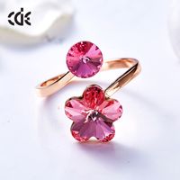 Wholesale Fashion New Flower Ring with Swarovski Crystal Ring Opening Lady Fashion Ring
