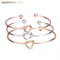 Wholesale 2021 Gold Plated Forever Love Knot Infinity Bracelet for Women Girls Bangle Open Cuff Bridesmaid Bracelets
