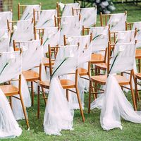 Wholesale Romantic Wedding Chair Sashes Flowy Chiffon Chiavari Chair Sashes Custom Made Blush White Ivory Wedding Party Event Decorations cm