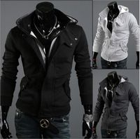 Wholesale New Fashion Men s Casual Hooded Cardigan Jacket Coat Man Outerwear Clothing Black Dark gray Light gray