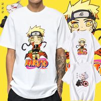 Wholesale Naruto And Sasuke Cartoon T Shirt Men s Cool Design High Quality Tops Custom Hipster Tees Casual T shirt Harajuku Streetwear