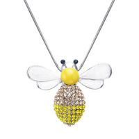 Wholesale 2019 Fashion Cute Solid Little Bee Pendant Animal honey bee rhinestone Necklace crystal for Women Rose gold color Brand Jewelry