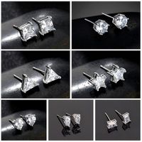 Wholesale Fashion Love Triangle star Water Drops Round Square Zircon Monolithic Earrings Styles Silver Earring One Week Jwerly Gift For Women