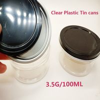 Wholesale Tin Cans Food Packaging Aluminum Lids Storage Flower Bottles Concentrate Container g Airtight Black OEM Stickers ml Plastic Jar Instock