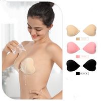 Wholesale Women Silicone Bra Push Up Bra Strapless Backless Self Adhesive Gel Cover Heart Shaped Invisible Bras Nipple Cover Breast Pad RRA1893