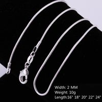Wholesale Cheap Sterling silver MM smooth snake Rope Chains Necklaces For women men Fashion Jewelry in Bulk Size inches