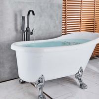 Wholesale Black Bronze Waterfall Bathtub Faucet Swive Spout Bath Shower Mixers with Handshower Floor Mounted Bathroom Tub Sink Faucet