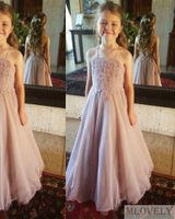Wholesale Simple Staps Dusty Pink Formal Dress Childrens Bridesmaid Dress Prom Brithday Party for Years