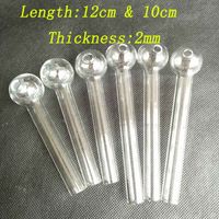 Wholesale 12cm cm clear Pyrex oil burner Smoking pipe mm thick glass tube mm OD Ball for water bongs rigs Hookahs Bubbler Tools