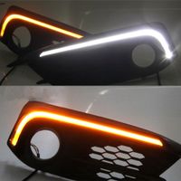 Wholesale 1 Pair Turning Signal style relay Car LED DRL Daytime Running Lights Accessories with Fog Lamp hole For Honda Civic th