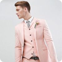 Wholesale Men Suits Pink Mens Wedding Suits Coral Bridegroom Custom Made Slim Fit Formal Groom Wear Costume Tuxedos Blazer Best Man Trajes De Hombre