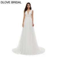 Wholesale Elegant Plunging Neck Beach A Line Wedding Dresses Bridal Gown Factory Custom Made High Quality Vestido De Novia