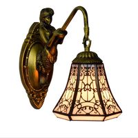 Wholesale Tiffany Wall Lamp Modern Mirror Stair Bedroom Bathroom Decor Fixtures Mermaid Stained Glass Wall Sconce E27