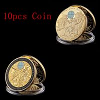 Wholesale 10pcs Gold Plated Colored US Military Craft Souvenirs American Skull Sniper Army Challenge Memorial Coin Collection